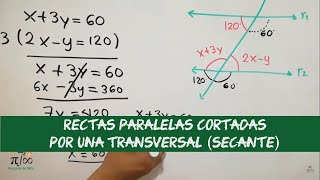 Rectas paralelas cortadas por una transversal  Explicación y ejercicio resuelto [upl. by Ephrem727]