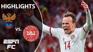 Inspired Denmark thrash Russia 41 to advance to the round of 16  Highlights  ESPN FC [upl. by Shannon729]