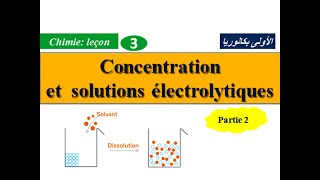 solutions électrolytiques et concentrations  partie 2 1Bac [upl. by Nowed]