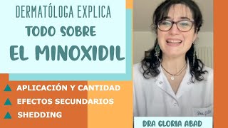 DERMATÓLOGA explica TODO sobre el MINOXIDIL Cómo y cuánto aplicar efectos secundarios shedding [upl. by Nairbal835]