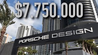 INSIDE A 7750000 OCEANFRONT CONDO WITH CAR ELEVATOR amp POOL  PORSCHE DESIGN TOWER  EP 36 [upl. by Siulegroj884]