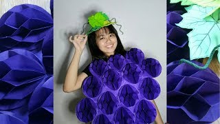 HOW TO MAKE GRAPES FRUIT COSTUME WITH LEAF HEADDRESS [upl. by Hull992]