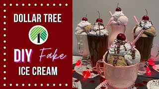 DIY FAKE ICE CREAM  DOLLAR TREE DIY  VALENTINE’S DAY DECOR  BIRTHDAY PARTY DECOR [upl. by Couchman]