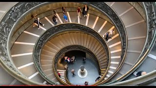 4K Spiral Staircase or Bramante Staircase at the Vatican Museum  Rome Italy  ECTV [upl. by Comfort]