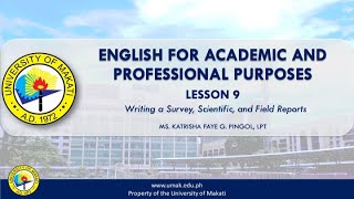 Lesson 9 Writing Technical Reports Survey Scientific and Field Reports  EAPP [upl. by Anitsugua]