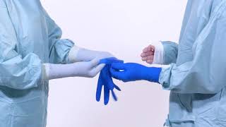 How to don the Biogel surgical glove with assistance [upl. by Yeldoow328]