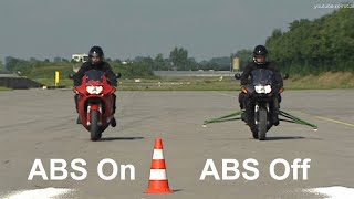 ABS On vs ABS Off on Bike  Brake Demonstration [upl. by Tacklind]