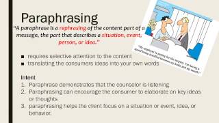 Counseling Techniques Paraphrase Selfdisclosure Summarization amp Confronting [upl. by Darcey837]