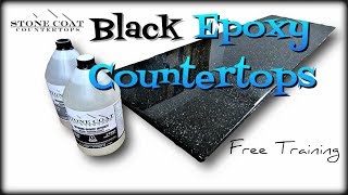 Quartz Black Epoxy Countertops with Silver Mica Flakes [upl. by Barret]