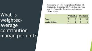 WeightedAverage Contribution Margin Example [upl. by Sachsse]