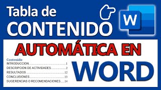 🛑 Cómo crear Tabla de CONTENIDO AUTOMÁTICA🏹 en Word 2022 muy Fácil [upl. by Naud]