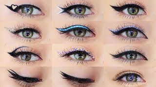 Eyeliner Makeup Tutorial  12 Different Eyeliner Looks [upl. by Anelliw381]