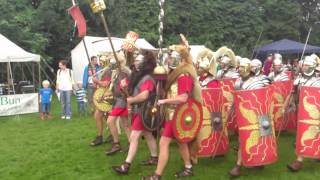 Roman Reenactment at the Amphitheatre in Caerleon Marching In [upl. by Ynaffat]