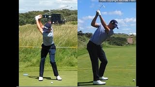 Justin Thomas golf swing  Long Iron faceon amp downtheline July 2017 [upl. by Nivram]