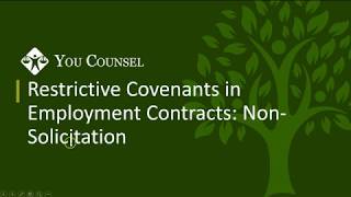 Restrictive Covenants in Employment Contracts NonSolicitation [upl. by Nebra561]