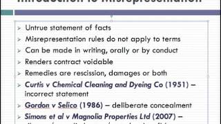 Misrepresentation Lecture 1 of 4 [upl. by Alegnaed212]