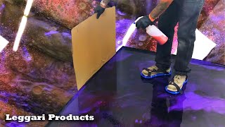 Stunning Galaxy Colors Epoxy Floor Installation Done In 1 Day Easy DIY Technique That Anyone Can Do [upl. by Tutto761]