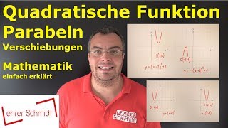 Parabeln  quadratische Funktionen  Verschiebungen  einfach erklärt  Lehrerschmidt [upl. by Esch321]